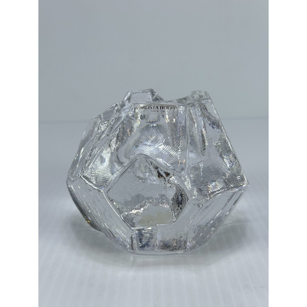 Vintage Kosta‎ Boda Sweden Crystal Votive Large Art Glass Candle Holder 3"